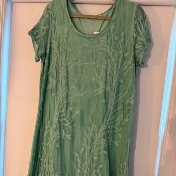 Mint Green Embroidered Dress - Picture 2 of 4